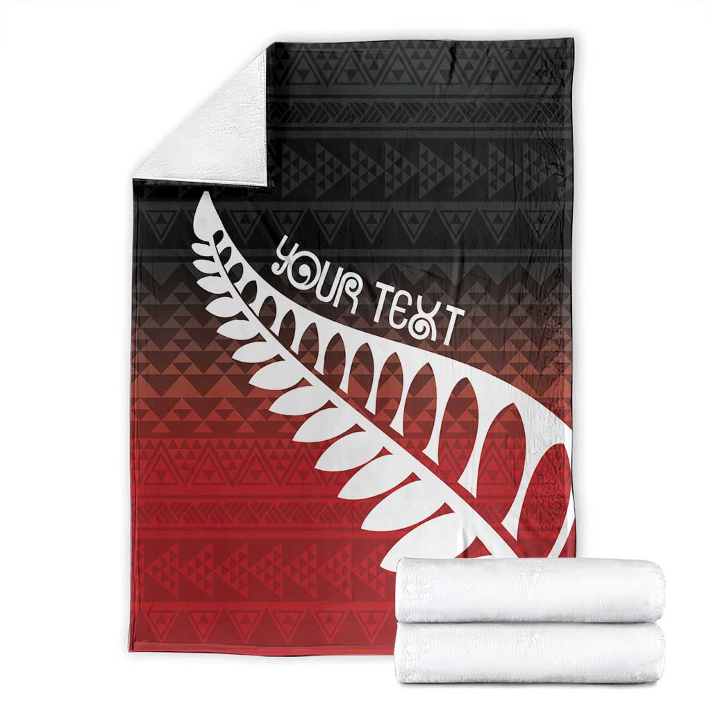 Red Silver Fern Spirit Taniko Tukutuku Personalised Blanket