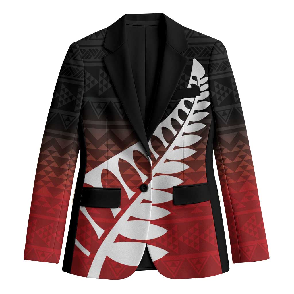 Red Silver Fern Spirit Taniko Tukutuku Personalised Blazer - Polynesian Pride