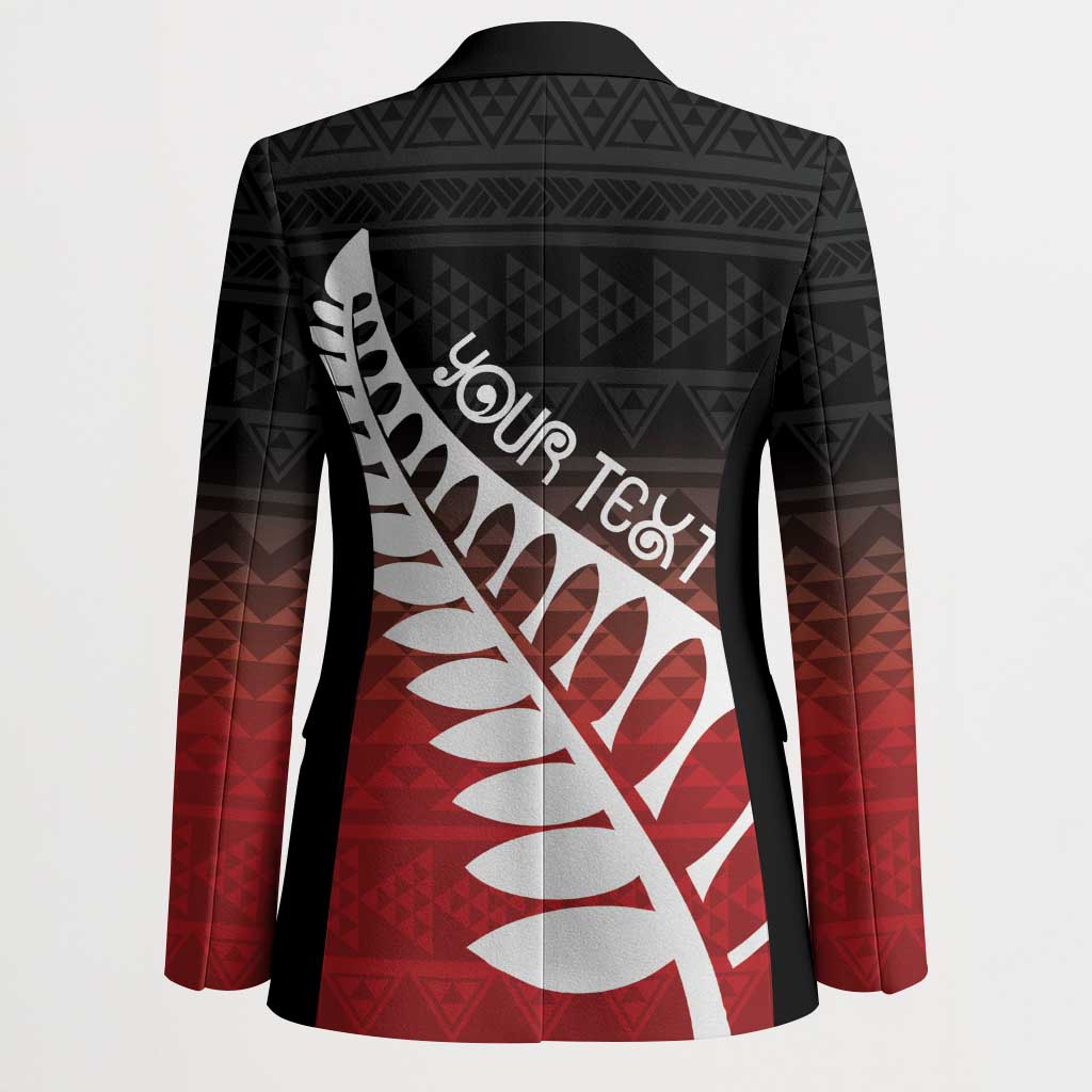 Red Silver Fern Spirit Taniko Tukutuku Personalised Blazer - Polynesian Pride