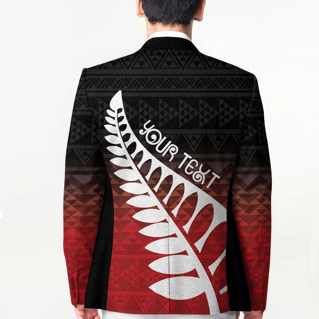Red Silver Fern Spirit Taniko Tukutuku Personalised Blazer - Polynesian Pride