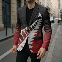 Red Silver Fern Spirit Taniko Tukutuku Personalised Blazer - Polynesian Pride