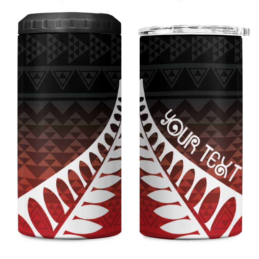 Red Silver Fern Spirit Taniko Tukutuku Personalised 4 in 1 Can Cooler Tumbler