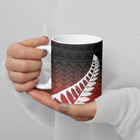 Red Silver Fern Spirit Taniko Tukutuku Personalised Ceramic Mug - Polynesian Pride