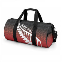 Red Silver Fern Spirit Taniko Tukutuku Personalised Duffle Bag LT9 - Polynesian Pride