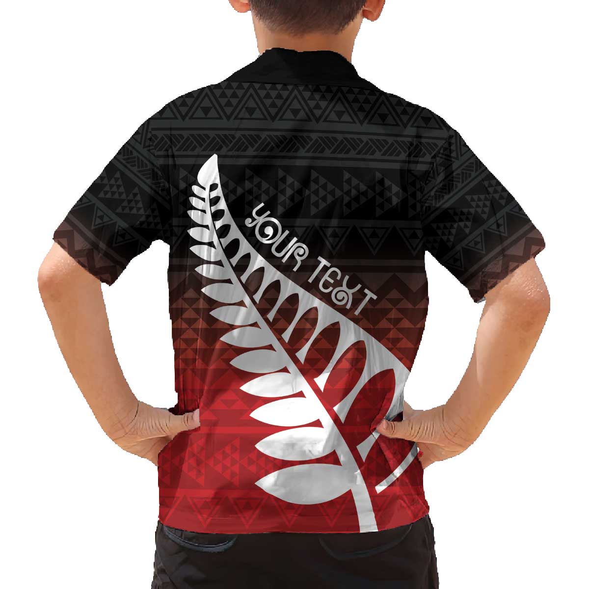 Red Silver Fern Spirit Taniko Tukutuku Personalised Family Matching Off The Shoulder Long Sleeve Dress and Hawaiian Shirt LT9 - Polynesian Pride