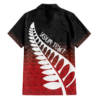 Red Silver Fern Spirit Taniko Tukutuku Personalised Family Matching Short Sleeve Bodycon Dress and Hawaiian Shirt LT9 - Polynesian Pride
