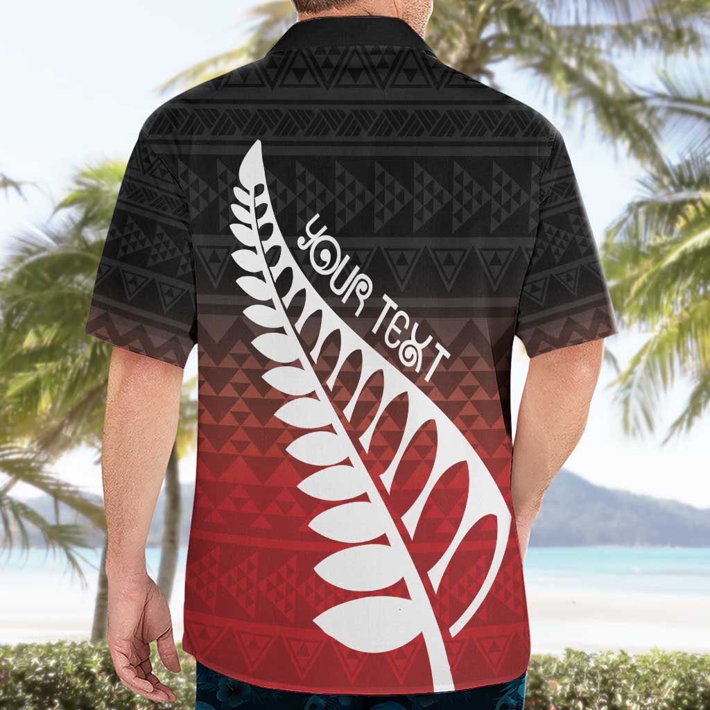 Red Silver Fern Spirit Taniko Tukutuku Personalised Hawaiian Shirt