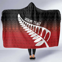 Red Silver Fern Spirit Taniko Tukutuku Personalised Hooded Blanket