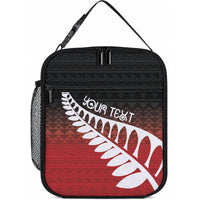 Red Silver Fern Spirit Taniko Tukutuku Personalised Lunch Bag LT9 10.2 × 8.3 × 4.3 inch Red - Polynesian Pride