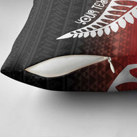 Red Silver Fern Spirit Taniko Tukutuku Personalised Pillow Cover - Polynesian Pride