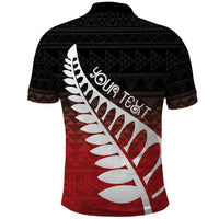 Red Silver Fern Spirit Taniko Tukutuku Personalised Polo Shirt