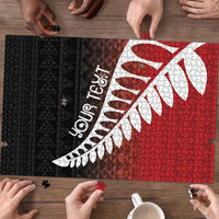Red Silver Fern Spirit Taniko Tukutuku Personalised Puzzle - Polynesian Pride