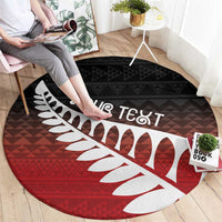 Red Silver Fern Spirit Taniko Tukutuku Personalised Round Carpet