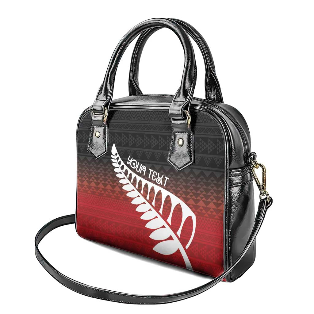 Red Silver Fern Spirit Taniko Tukutuku Personalised Shoulder Handbag