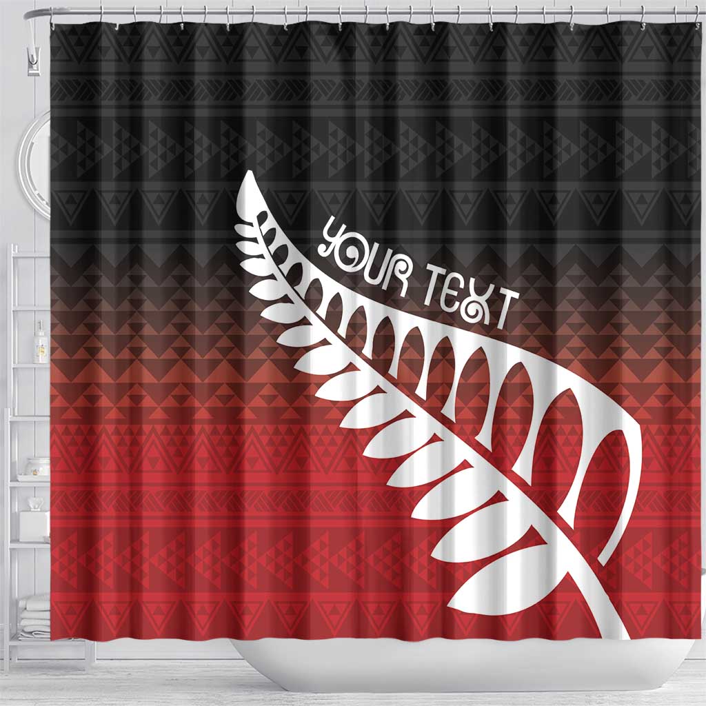 Red Silver Fern Spirit Taniko Tukutuku Personalised Shower Curtain