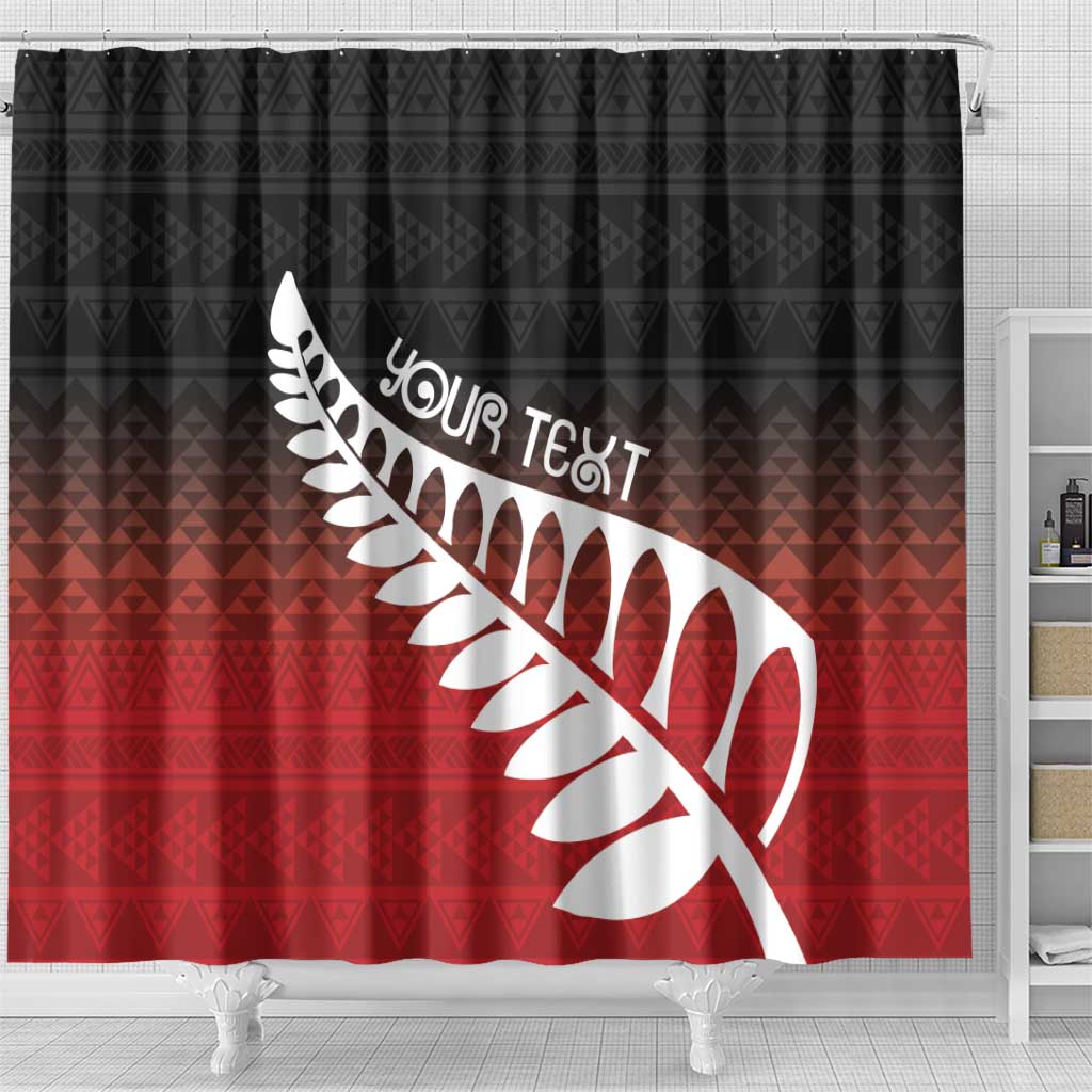 Red Silver Fern Spirit Taniko Tukutuku Personalised Shower Curtain