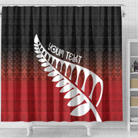 Red Silver Fern Spirit Taniko Tukutuku Personalised Shower Curtain