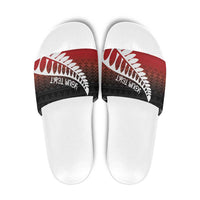 Red Silver Fern Spirit Taniko Tukutuku Personalised Slide Sandals - Polynesian Pride