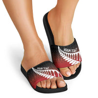 Red Silver Fern Spirit Taniko Tukutuku Personalised Slide Sandals - Polynesian Pride