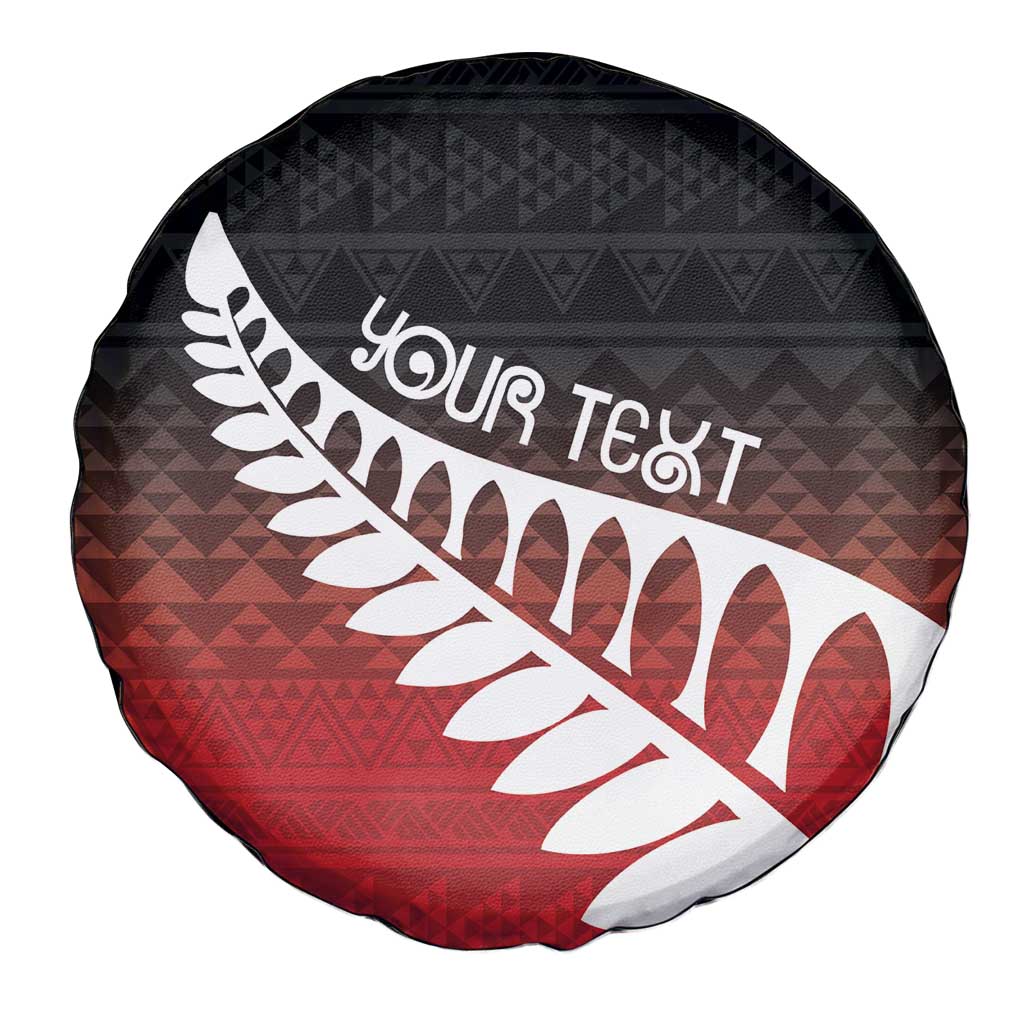 Red Silver Fern Spirit Taniko Tukutuku Personalised Spare Tire Cover