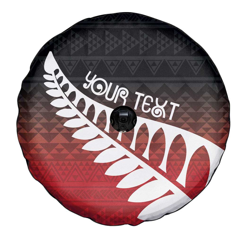 Red Silver Fern Spirit Taniko Tukutuku Personalised Spare Tire Cover