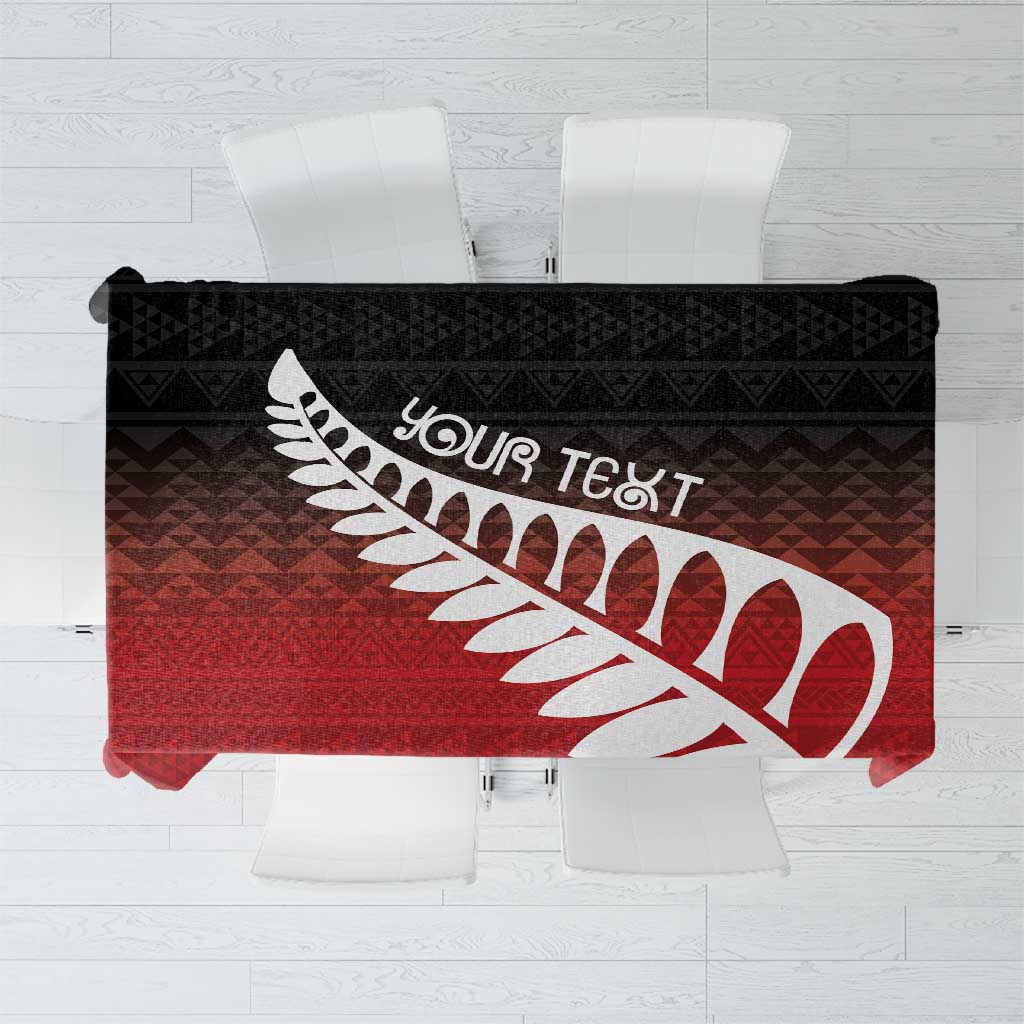 Red Silver Fern Spirit Taniko Tukutuku Personalised Tablecloth