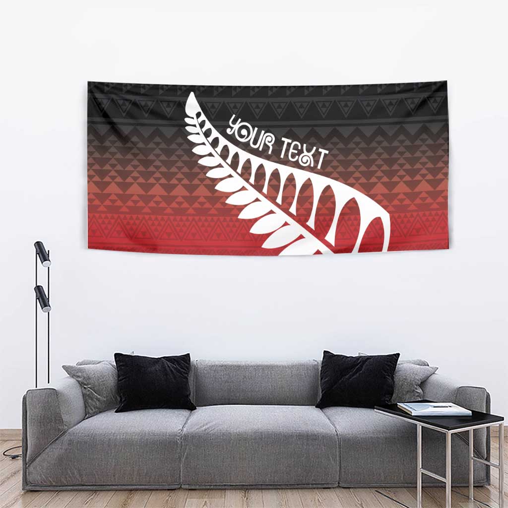 Red Silver Fern Spirit Taniko Tukutuku Personalised Tapestry