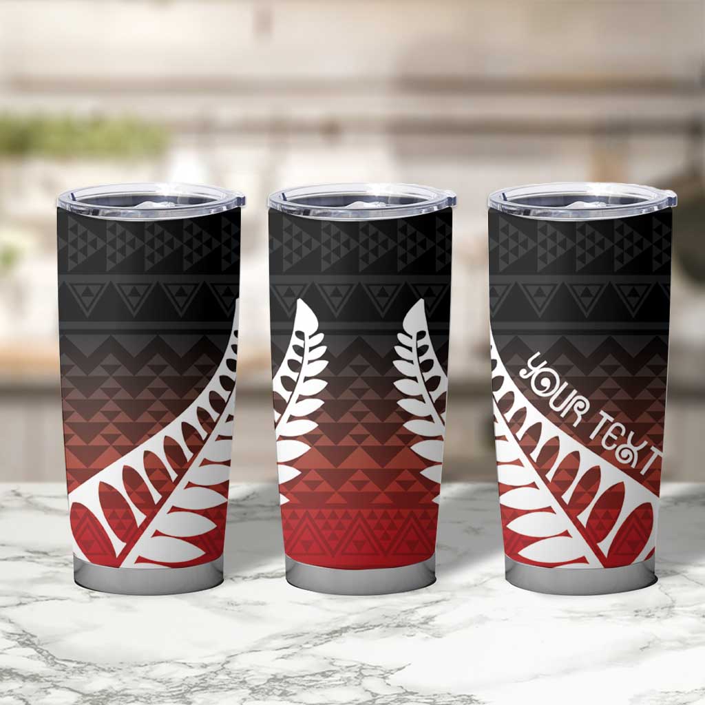 Red Silver Fern Spirit Taniko Tukutuku Personalised Tumbler Cup