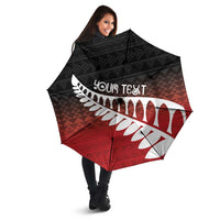 Red Silver Fern Spirit Taniko Tukutuku Personalised Umbrella - Polynesian Pride