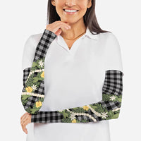 Aloha Puakenikeni Anthurium Pikake Lei Arm Sleeves Black Hawaiian Palaka Pattern