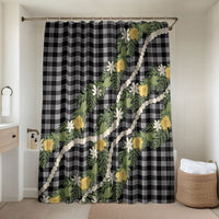 Aloha Puakenikeni Anthurium Pikake Lei Bathroom Set Black Hawaiian Palaka Pattern