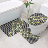 Aloha Puakenikeni Anthurium Pikake Lei Bathroom Set Black Hawaiian Palaka Pattern