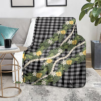 Aloha Puakenikeni Anthurium Pikake Lei Blanket Black Hawaiian Palaka Pattern
