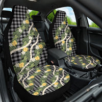 Aloha Puakenikeni Anthurium Pikake Lei Car Seat Cover Black Hawaiian Palaka Pattern