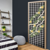 Aloha Puakenikeni Anthurium Pikake Lei Door Cover Black Hawaiian Palaka Pattern