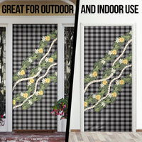 Aloha Puakenikeni Anthurium Pikake Lei Door Cover Black Hawaiian Palaka Pattern