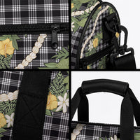 Aloha Puakenikeni Anthurium Pikake Lei Duffle Bag Black Hawaiian Palaka Pattern LT9 - Polynesian Pride