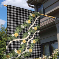 Aloha Puakenikeni Anthurium Pikake Lei Garden Flag Black Hawaiian Palaka Pattern LT9 - Polynesian Pride