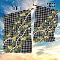 Aloha Puakenikeni Anthurium Pikake Lei Garden Flag Black Hawaiian Palaka Pattern LT9 - Polynesian Pride