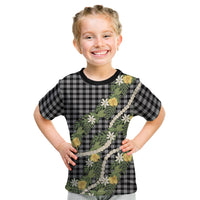 Aloha Puakenikeni Anthurium Pikake Lei Kid T Shirt Black Hawaiian Palaka Pattern
