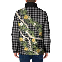 Aloha Puakenikeni Anthurium Pikake Lei Padded Jacket Black Hawaiian Palaka Pattern