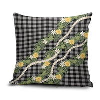Aloha Puakenikeni Anthurium Pikake Lei Pillow Cover Black Hawaiian Palaka Pattern LT9 Black - Polynesian Pride