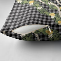 Aloha Puakenikeni Anthurium Pikake Lei Pillow Cover Black Hawaiian Palaka Pattern LT9 - Polynesian Pride