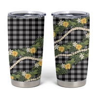 Aloha Puakenikeni Anthurium Pikake Lei Tumbler Cup Black Hawaiian Palaka Pattern