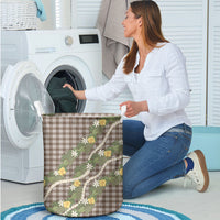 Aloha Puakenikeni Anthurium Pikake Lei Laundry Basket Chocolate Hawaiian Palaka Pattern