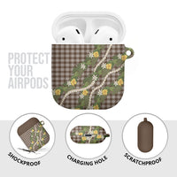Aloha Puakenikeni Anthurium Pikake Lei AirPods Case Chocolate Hawaiian Palaka Pattern