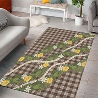 Aloha Puakenikeni Anthurium Pikake Lei Area Rug Chocolate Hawaiian Palaka Pattern