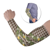 Aloha Puakenikeni Anthurium Pikake Lei Arm Sleeves Chocolate Hawaiian Palaka Pattern