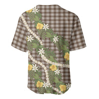 Aloha Puakenikeni Anthurium Pikake Lei Baseball Jersey Chocolate Hawaiian Palaka Pattern