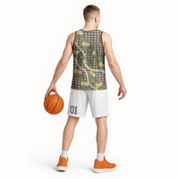 Aloha Puakenikeni Anthurium Pikake Lei Basketball Jersey Chocolate Hawaiian Palaka Pattern LT9 - Polynesian Pride